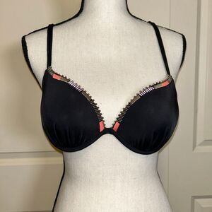 🟢 Victoria’s Secret Black Bikini Swim Top – Size 34C | Festival Swimwear Vibes